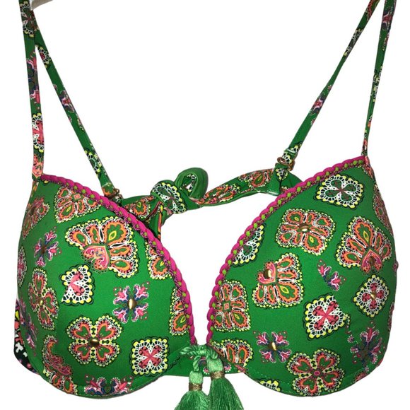 Raffaela Dangelo green pink paisley reversible bottom bikini suit M 2 pi… - Picture 1 of 7